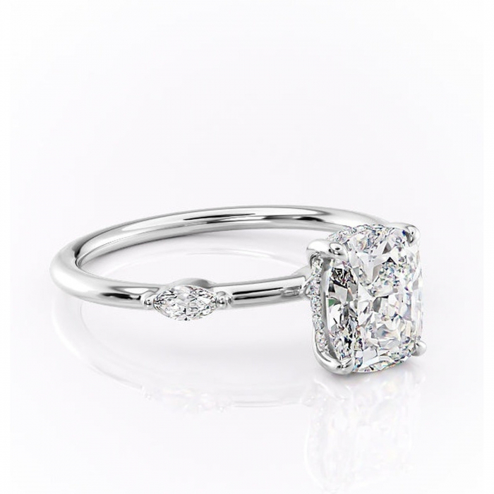 Inel de logodnă Gemina din aur Alb 14kt cu moissanite tăietură asscher – Pietre laterale rafinată pentru profil înalt | Personalizează și configurează gratuit online [1]