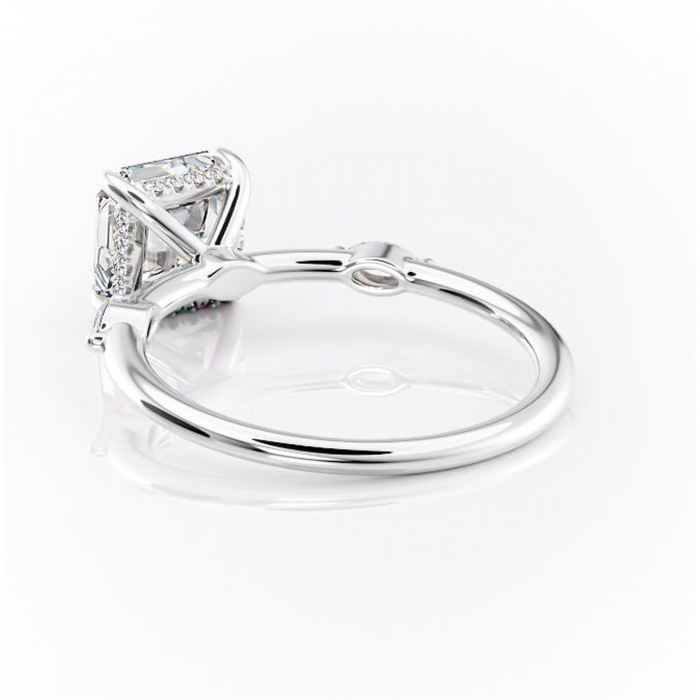 Inel de logodnă Gemina din aur Alb 14kt cu moissanite tăietură asscher – Pietre laterale rafinată pentru profil înalt | Personalizează și configurează gratuit online [4]
