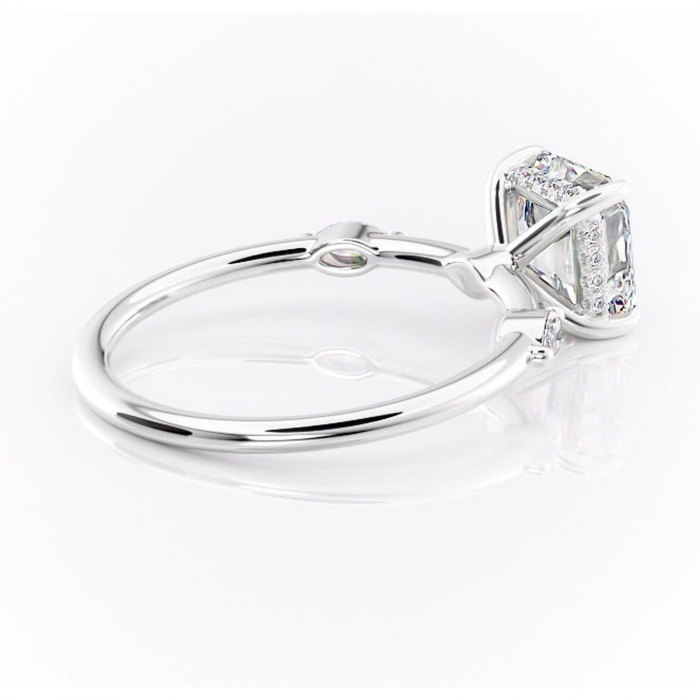 Inel de logodnă Gemina din aur Alb 14kt cu moissanite tăietură asscher – Pietre laterale rafinată pentru profil înalt | Personalizează și configurează gratuit online [3]