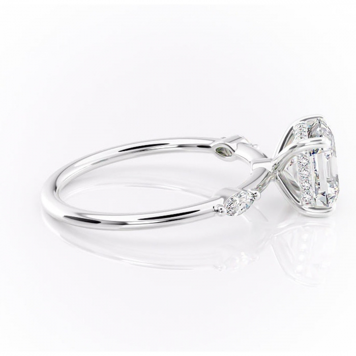 Inel de logodnă Gemina din aur Alb 14kt cu moissanite tăietură asscher – Pietre laterale rafinată pentru profil înalt | Personalizează și configurează gratuit online [2]