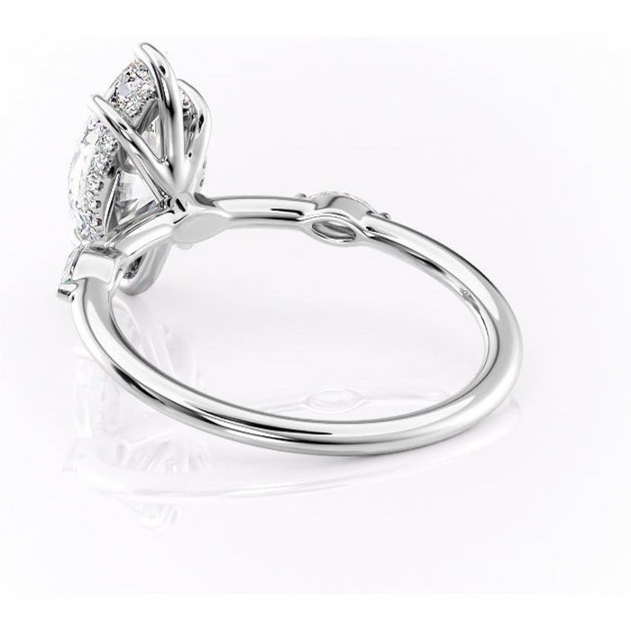 Inel de logodnă Gemina din aur Alb 14kt cu moissanite tăietură marquise – Pietre laterale rafinată pentru profil înalt | Personalizează și configurează gratuit online [4]