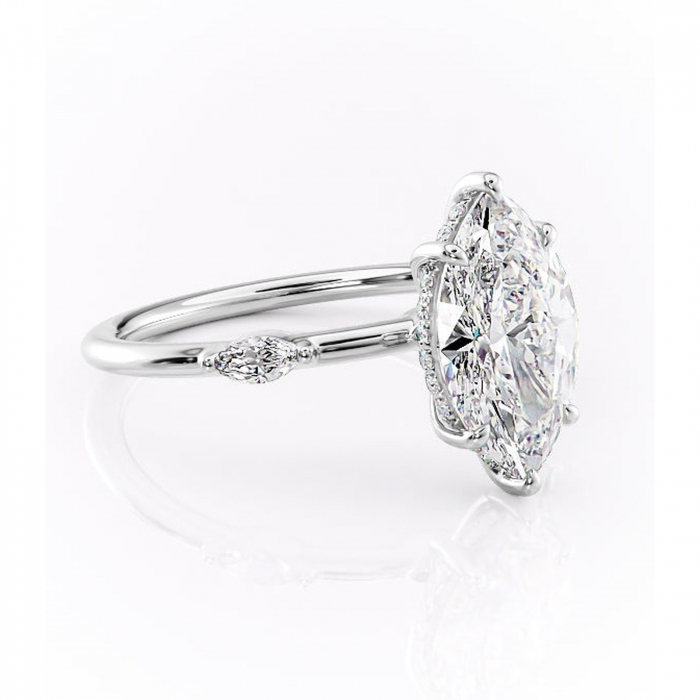 Inel de logodnă Gemina din aur Alb 14kt cu moissanite tăietură marquise – Pietre laterale rafinată pentru profil înalt | Personalizează și configurează gratuit online [1]