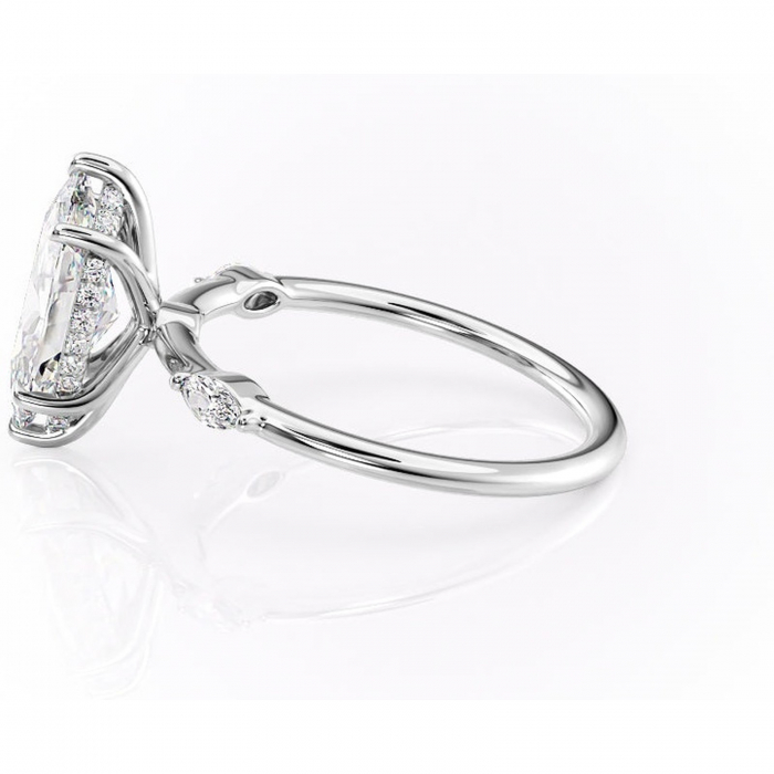 Inel de logodnă Gemina din aur Alb 14kt cu moissanite tăietură marquise – Pietre laterale rafinată pentru profil înalt | Personalizează și configurează gratuit online [6]