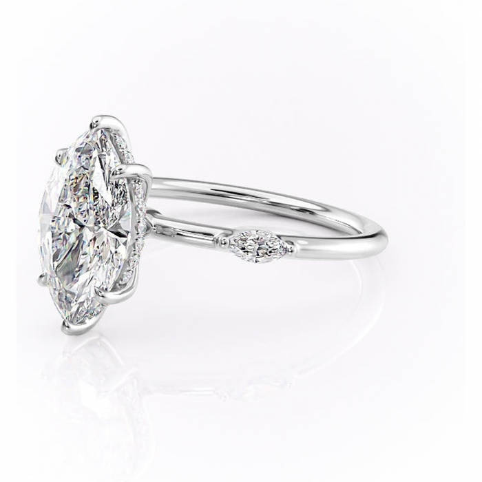 Inel de logodnă Gemina din aur Alb 14kt cu moissanite tăietură marquise – Pietre laterale rafinată pentru profil înalt | Personalizează și configurează gratuit online [7]