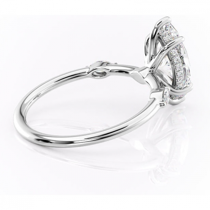 Inel de logodnă Gemina din aur Alb 14kt cu moissanite tăietură marquise – Pietre laterale rafinată pentru profil înalt | Personalizează și configurează gratuit online [3]