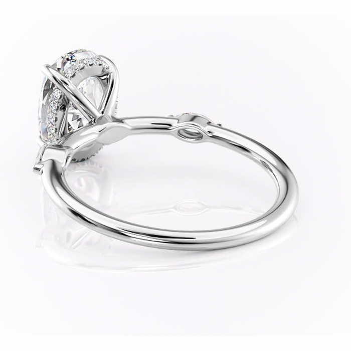 Inel de logodnă Gemina din aur Alb 14kt cu moissanite tăietură ovală – Pietre laterale rafinată pentru profil înalt | Personalizează și configurează gratuit online [4]