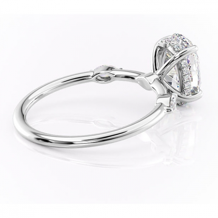 Inel de logodnă Gemina din aur Alb 14kt cu moissanite tăietură ovală – Pietre laterale rafinată pentru profil înalt | Personalizează și configurează gratuit online [3]