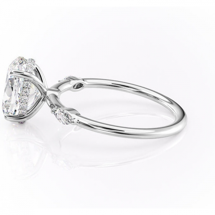 Inel de logodnă Gemina din aur Alb 14kt cu moissanite tăietură ovală – Pietre laterale rafinată pentru profil înalt | Personalizează și configurează gratuit online [6]