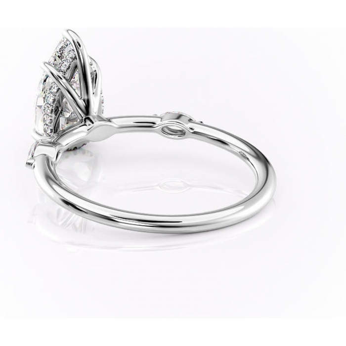 Inel de logodnă Gemina din aur Alb 14kt cu moissanite tăietură pară – Pietre laterale rafinată pentru profil înalt | Personalizează și configurează gratuit online [4]