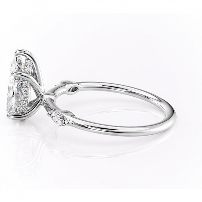 Inel de logodnă Gemina din aur Alb 14kt cu moissanite tăietură pară – Pietre laterale rafinată pentru profil înalt | Personalizează și configurează gratuit online [6]