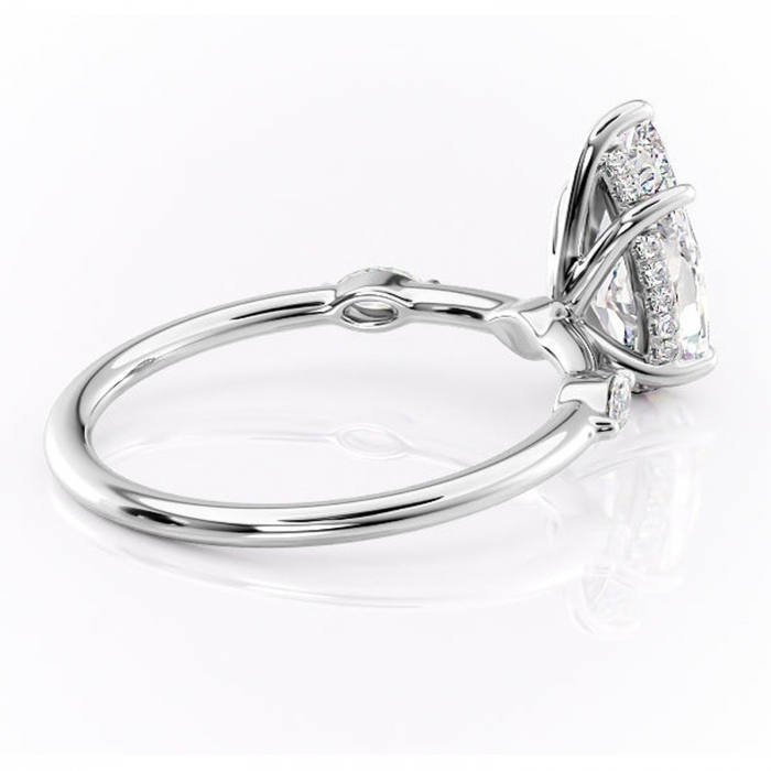 Inel de logodnă Gemina din aur Alb 14kt cu moissanite tăietură pară – Pietre laterale rafinată pentru profil înalt | Personalizează și configurează gratuit online [3]