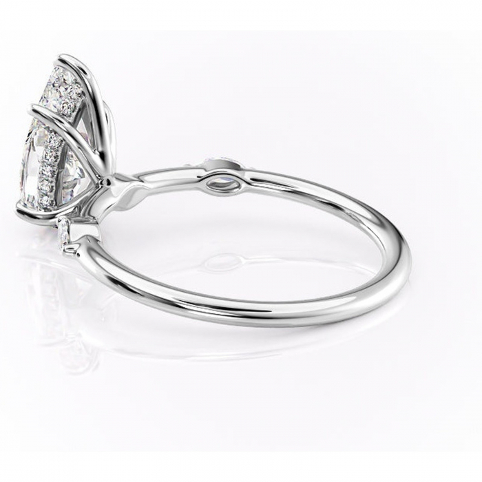 Inel de logodnă Gemina din aur Alb 14kt cu moissanite tăietură pară – Pietre laterale rafinată pentru profil înalt | Personalizează și configurează gratuit online [5]