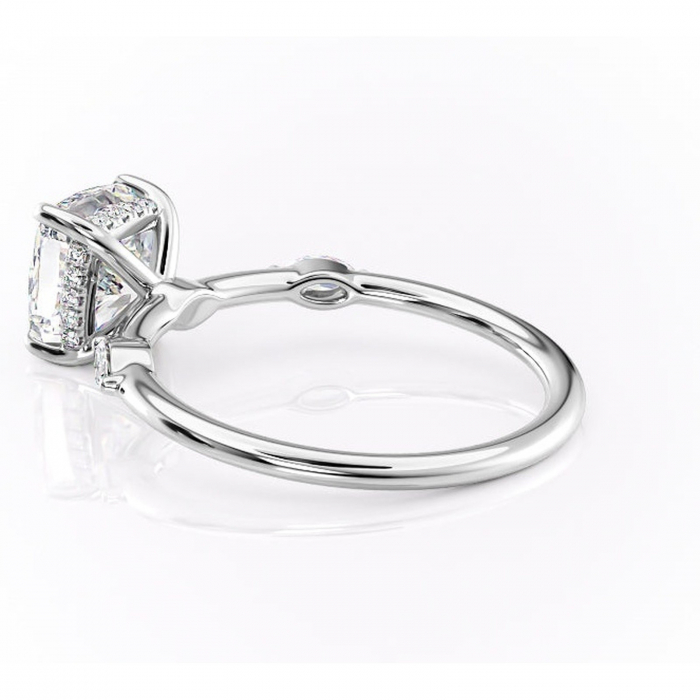 Inel de logodnă Gemina din aur Alb 14kt cu moissanite tăietură pernă – Pietre laterale rafinată pentru profil înalt | Personalizează și configurează gratuit online [5]