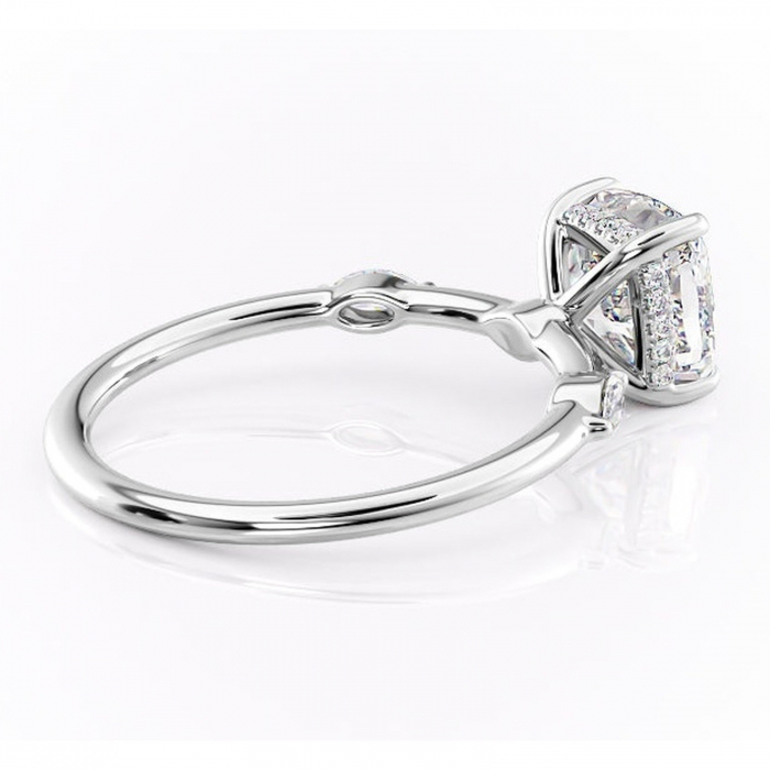 Inel de logodnă Gemina din aur Alb 14kt cu moissanite tăietură pernă – Pietre laterale rafinată pentru profil înalt | Personalizează și configurează gratuit online [3]