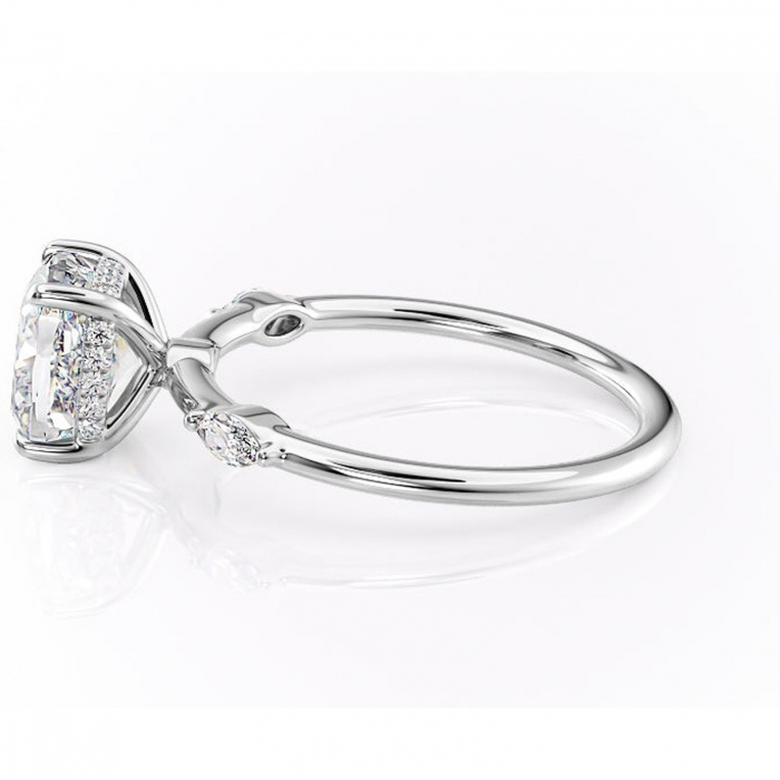 Inel de logodnă Gemina din aur Alb 14kt cu moissanite tăietură pernă – Pietre laterale rafinată pentru profil înalt | Personalizează și configurează gratuit online [6]