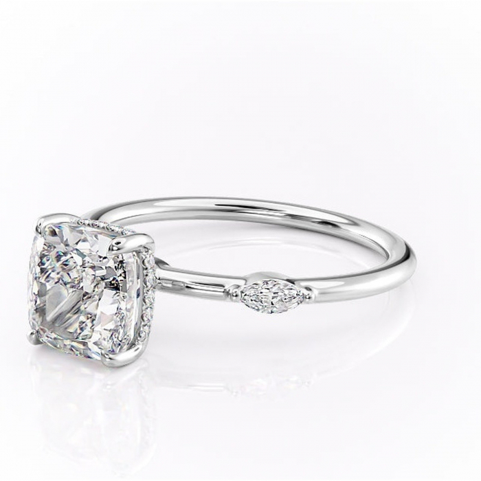 Inel de logodnă Gemina din aur Alb 14kt cu moissanite tăietură pernă – Pietre laterale rafinată pentru profil înalt | Personalizează și configurează gratuit online [7]