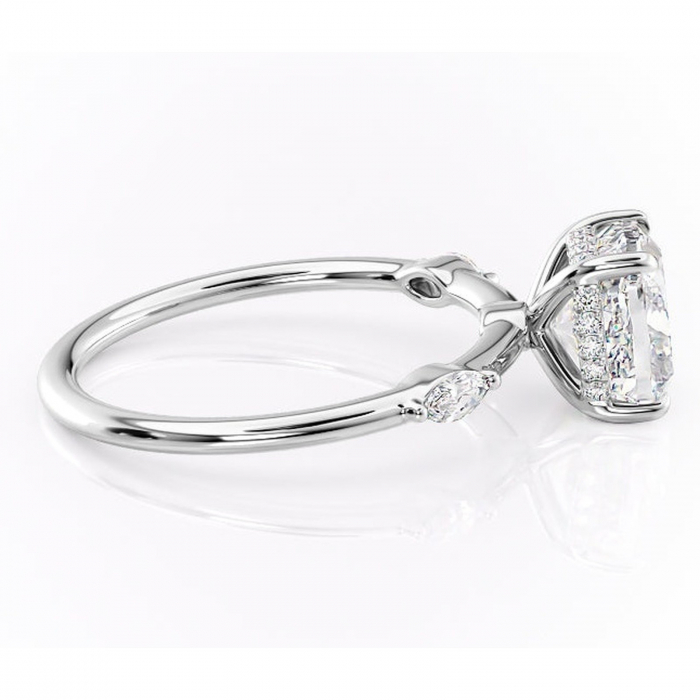 Inel de logodnă Gemina din aur Alb 14kt cu moissanite tăietură pernă – Pietre laterale rafinată pentru profil înalt | Personalizează și configurează gratuit online [2]