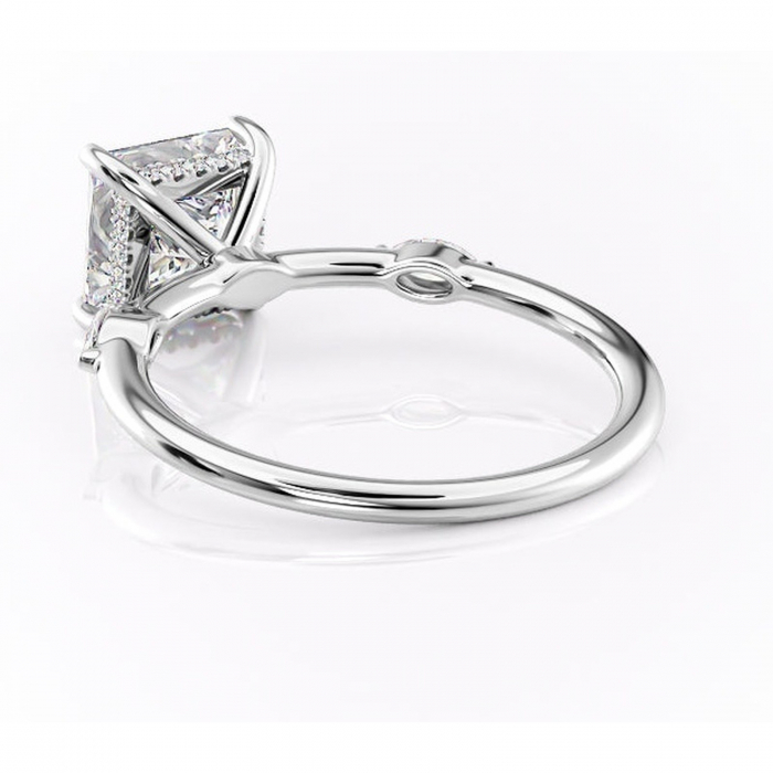 Inel de logodnă Gemina din aur Alb 14kt cu moissanite tăietură princess – Pietre laterale rafinată pentru profil înalt | Personalizează și configurează gratuit online [4]