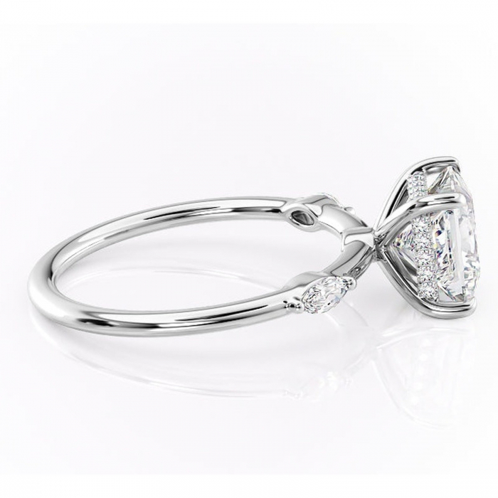 Inel de logodnă Gemina din aur Alb 14kt cu moissanite tăietură princess – Pietre laterale rafinată pentru profil înalt | Personalizează și configurează gratuit online [2]