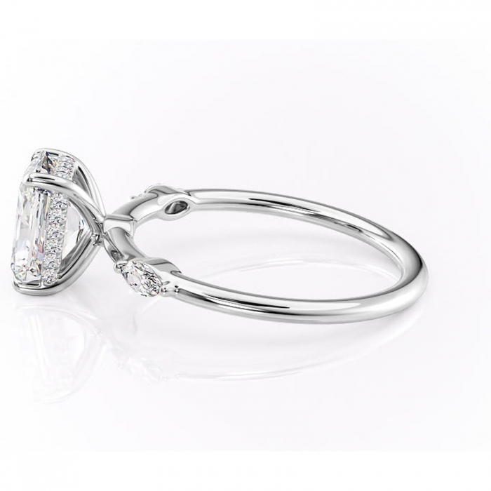 Inel de logodnă Gemina din aur Alb 18kt cu moissanite tăietură radiantă – Pietre laterale rafinată pentru profil înalt | Personalizează și configurează gratuit online [6]