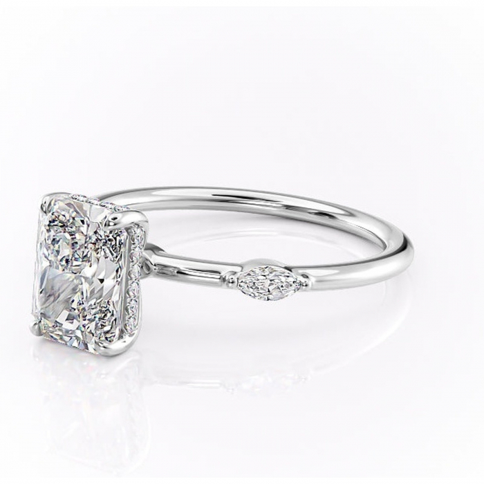 Inel de logodnă Gemina din aur Alb 18kt cu moissanite tăietură radiantă – Pietre laterale rafinată pentru profil înalt | Personalizează și configurează gratuit online [7]