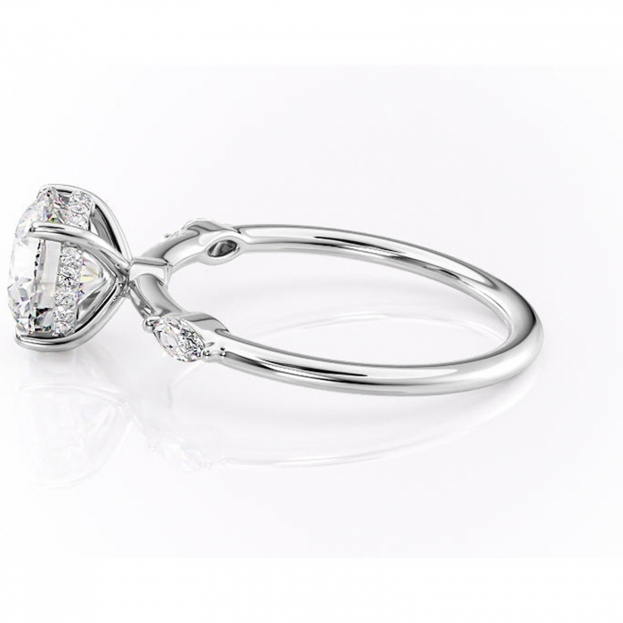 Inel de logodnă Gemina din aur Alb 14kt cu moissanite tăietură rotundă – Pietre laterale rafinată pentru profil înalt | Personalizează și configurează gratuit online [6]