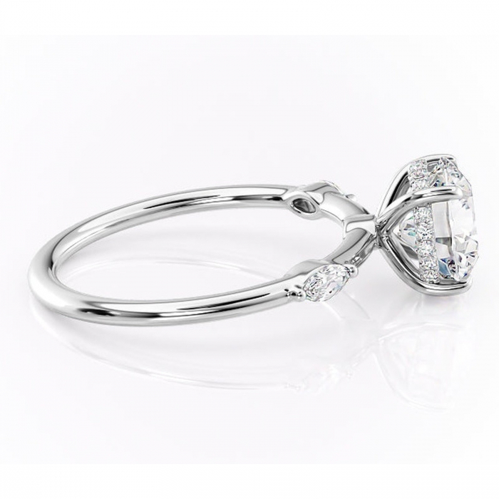 Inel de logodnă Gemina din aur Alb 14kt cu moissanite tăietură rotundă – Pietre laterale rafinată pentru profil înalt | Personalizează și configurează gratuit online [2]