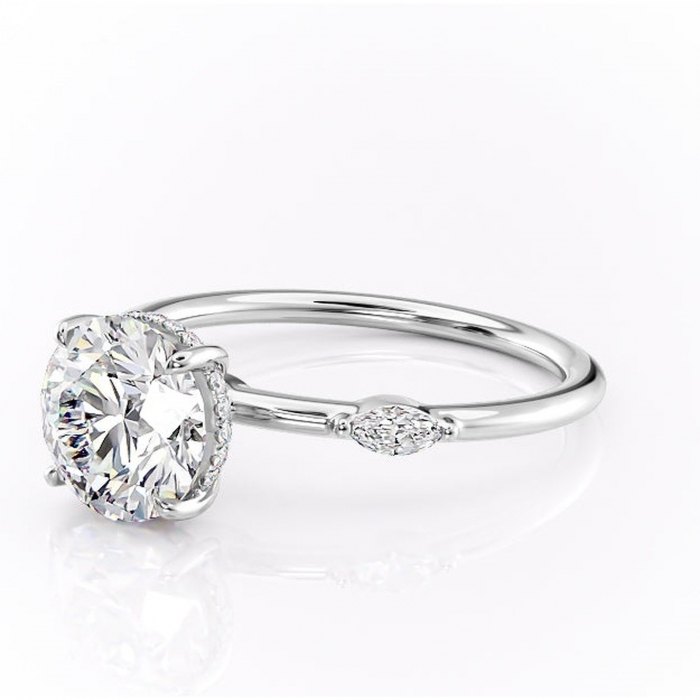 Inel de logodnă Gemina din aur Alb 14kt cu moissanite tăietură rotundă – Pietre laterale rafinată pentru profil înalt | Personalizează și configurează gratuit online [7]