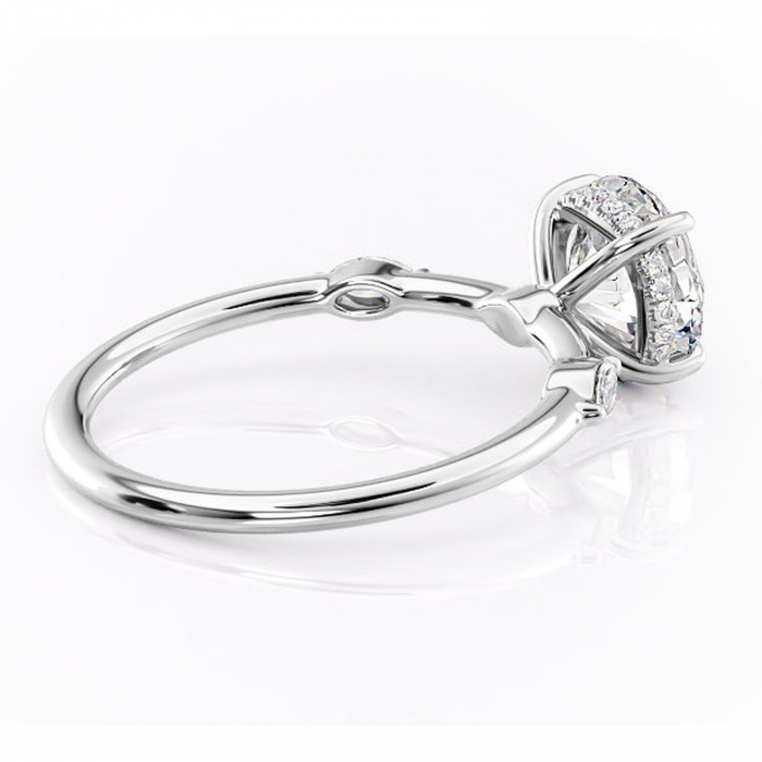 Inel de logodnă Gemina din aur Alb 14kt cu moissanite tăietură rotundă – Pietre laterale rafinată pentru profil înalt | Personalizează și configurează gratuit online [3]