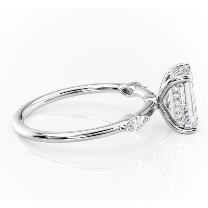 Inel de logodnă Gemina din aur Alb 14kt cu moissanite tăietură smarald – Pietre laterale rafinată pentru profil înalt | Personalizează și configurează gratuit online [2]