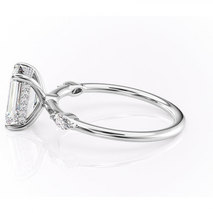 Inel de logodnă Gemina din aur Alb 14kt cu moissanite tăietură smarald – Pietre laterale rafinată pentru profil înalt | Personalizează și configurează gratuit online [6]