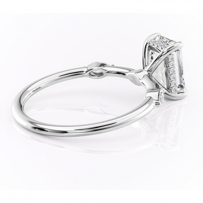 Inel de logodnă Gemina din aur Alb 14kt cu moissanite tăietură smarald – Pietre laterale rafinată pentru profil înalt | Personalizează și configurează gratuit online [3]