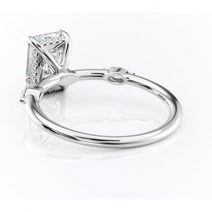 Inel de logodnă Gemina din aur Alb 14kt cu moissanite tăietură smarald – Pietre laterale rafinată pentru profil înalt | Personalizează și configurează gratuit online [4]