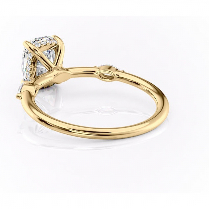 Inel de logodnă Gemina din aur Galben 14kt cu moissanite tăietură asscher – Pietre laterale rafinată pentru profil înalt | Personalizează și configurează gratuit online [4]