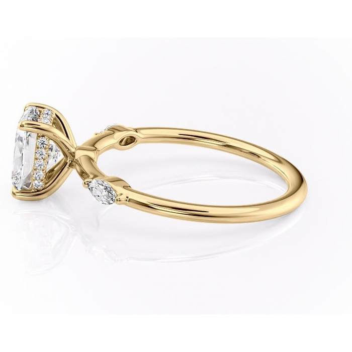 Inel de logodnă Gemina din aur Galben 14kt cu moissanite tăietură asscher – Pietre laterale rafinată pentru profil înalt | Personalizează și configurează gratuit online [6]