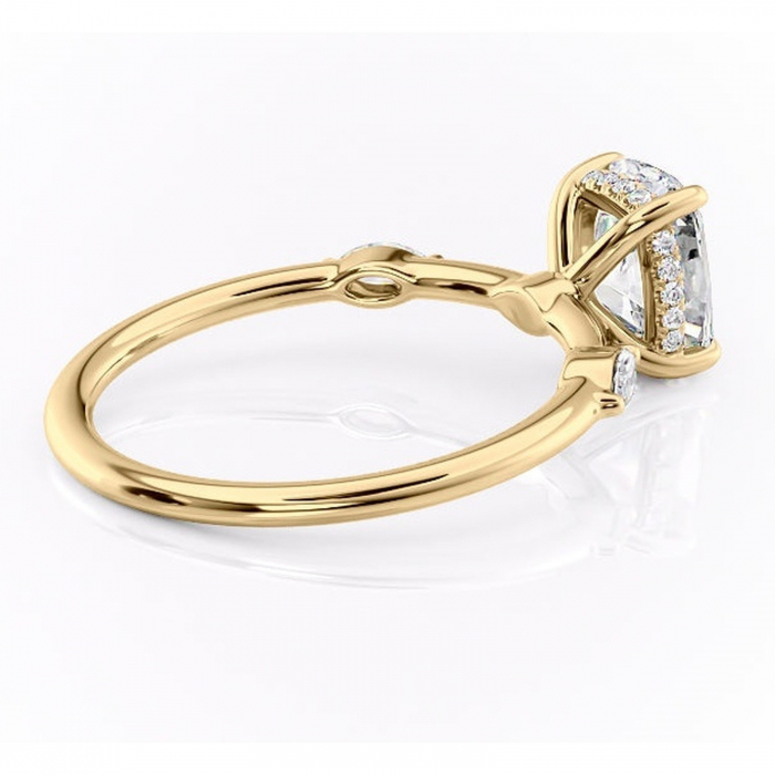 Inel de logodnă Gemina din aur Galben 14kt cu moissanite tăietură asscher – Pietre laterale rafinată pentru profil înalt | Personalizează și configurează gratuit online [3]