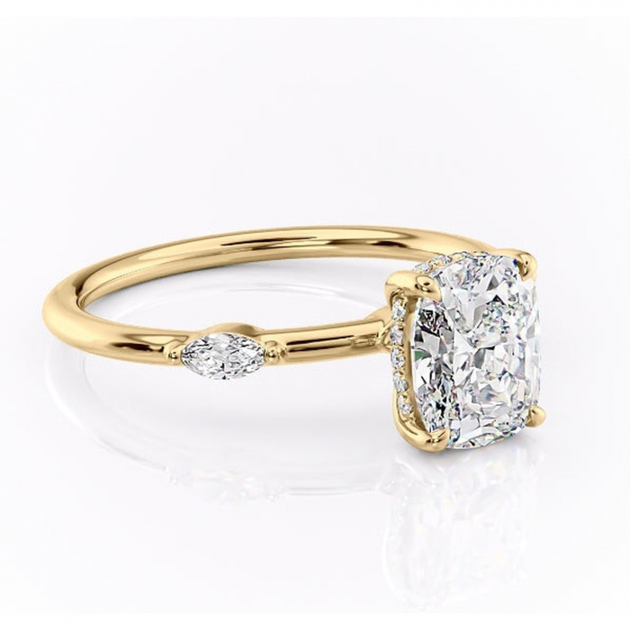 Inel de logodnă Gemina din aur Galben 14kt cu moissanite tăietură asscher – Pietre laterale rafinată pentru profil înalt | Personalizează și configurează gratuit online [1]