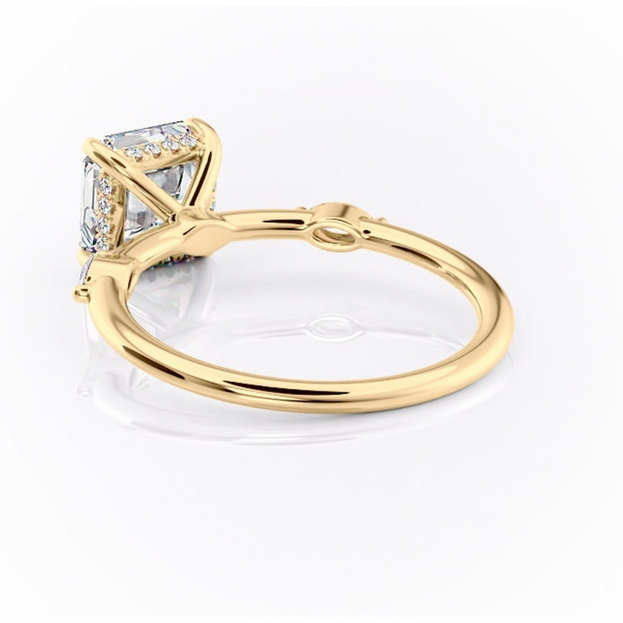 Inel de logodnă Gemina din aur Galben 18kt cu moissanite tăietură asscher – Pietre laterale rafinată pentru profil înalt | Personalizează și configurează gratuit online [4]