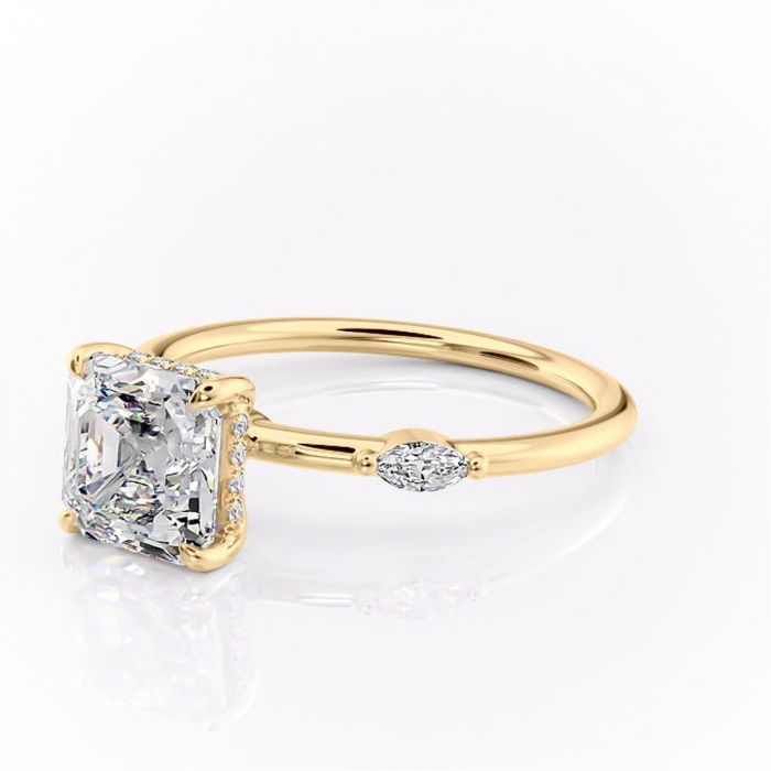 Inel de logodnă Gemina din aur Galben 18kt cu moissanite tăietură asscher – Pietre laterale rafinată pentru profil înalt | Personalizează și configurează gratuit online [7]