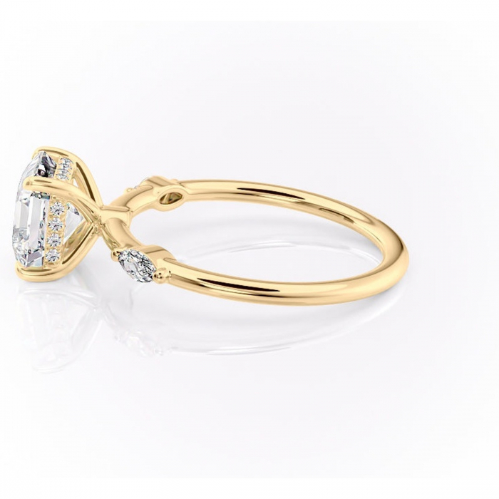 Inel de logodnă Gemina din aur Galben 18kt cu moissanite tăietură asscher – Pietre laterale rafinată pentru profil înalt | Personalizează și configurează gratuit online [6]