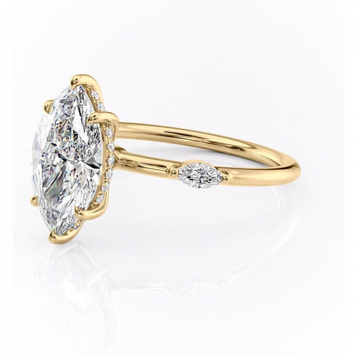 Inel de logodnă Gemina din aur Galben 18kt cu moissanite tăietură marquise – Pietre laterale rafinată pentru profil înalt | Personalizează și configurează gratuit online [7]