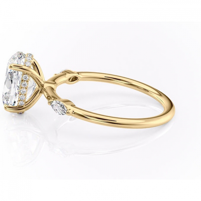 Inel de logodnă Gemina din aur Galben 14kt cu moissanite tăietură ovală – Pietre laterale rafinată pentru profil înalt | Personalizează și configurează gratuit online [6]