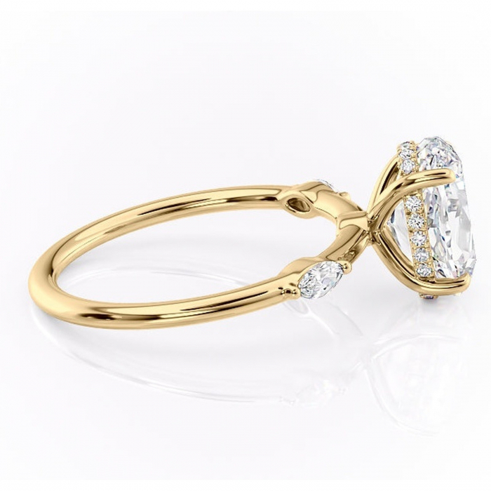 Inel de logodnă Gemina din aur Galben 14kt cu moissanite tăietură ovală – Pietre laterale rafinată pentru profil înalt | Personalizează și configurează gratuit online [2]