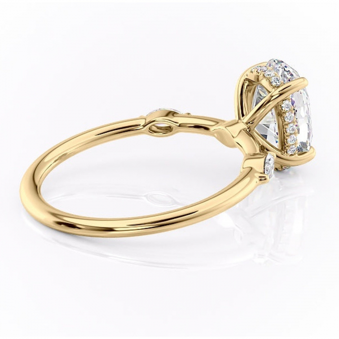 Inel de logodnă Gemina din aur Galben 14kt cu moissanite tăietură ovală – Pietre laterale rafinată pentru profil înalt | Personalizează și configurează gratuit online [3]