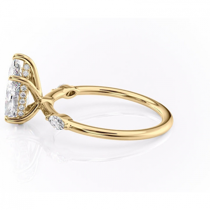 Inel de logodnă Gemina din aur Galben 14kt cu moissanite tăietură pară – Pietre laterale rafinată pentru profil înalt | Personalizează și configurează gratuit online [6]