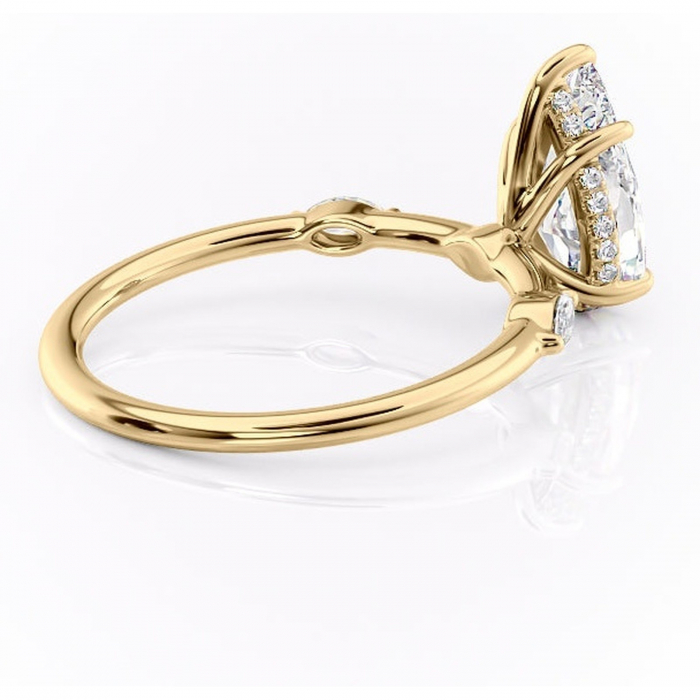Inel de logodnă Gemina din aur Galben 14kt cu moissanite tăietură pară – Pietre laterale rafinată pentru profil înalt | Personalizează și configurează gratuit online [3]