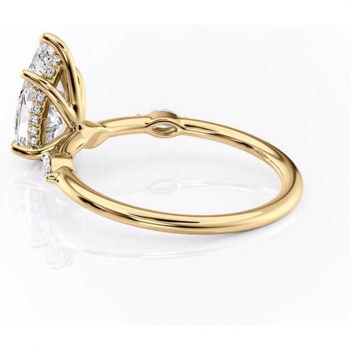 Inel de logodnă Gemina din aur Galben 14kt cu moissanite tăietură pară – Pietre laterale rafinată pentru profil înalt | Personalizează și configurează gratuit online [5]