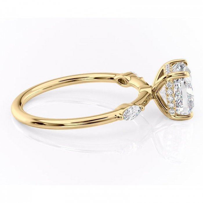 Inel de logodnă Gemina din aur Galben 18kt cu moissanite tăietură pernă – Pietre laterale rafinată pentru profil înalt | Personalizează și configurează gratuit online [2]