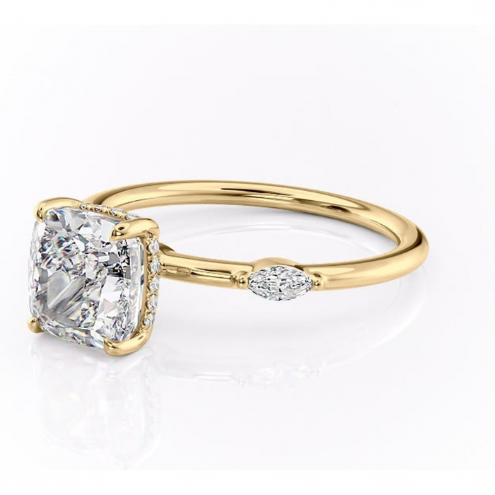 Inel de logodnă Gemina din aur Galben 18kt cu moissanite tăietură pernă – Pietre laterale rafinată pentru profil înalt | Personalizează și configurează gratuit online [7]