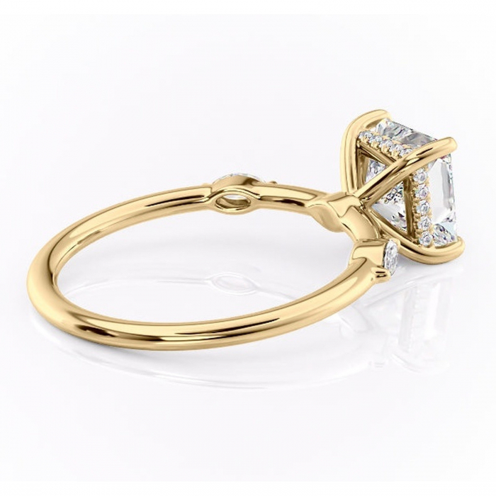 Inel de logodnă Gemina din aur Galben 18kt cu moissanite tăietură princess – Pietre laterale rafinată pentru profil înalt | Personalizează și configurează gratuit online [3]